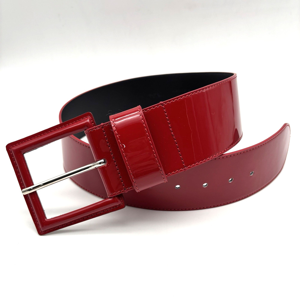 NEW Vtg B-Low the Belt Red Patent Genuine Leather Wide Waist Belt S 28-32" Italy